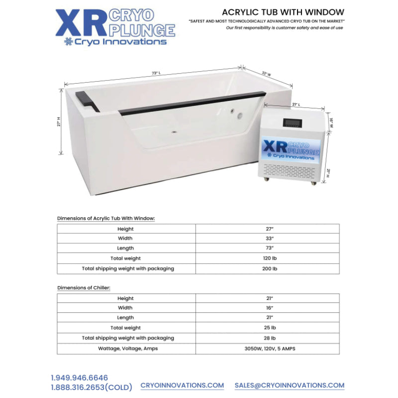Cryo Innovations Acrylic Window tub + Chiller